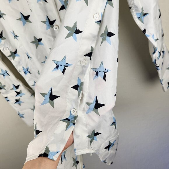 Equipment Femme 100% Silk Star Print Button Up Blouse sz S FLAWED - Picture 5 of 12